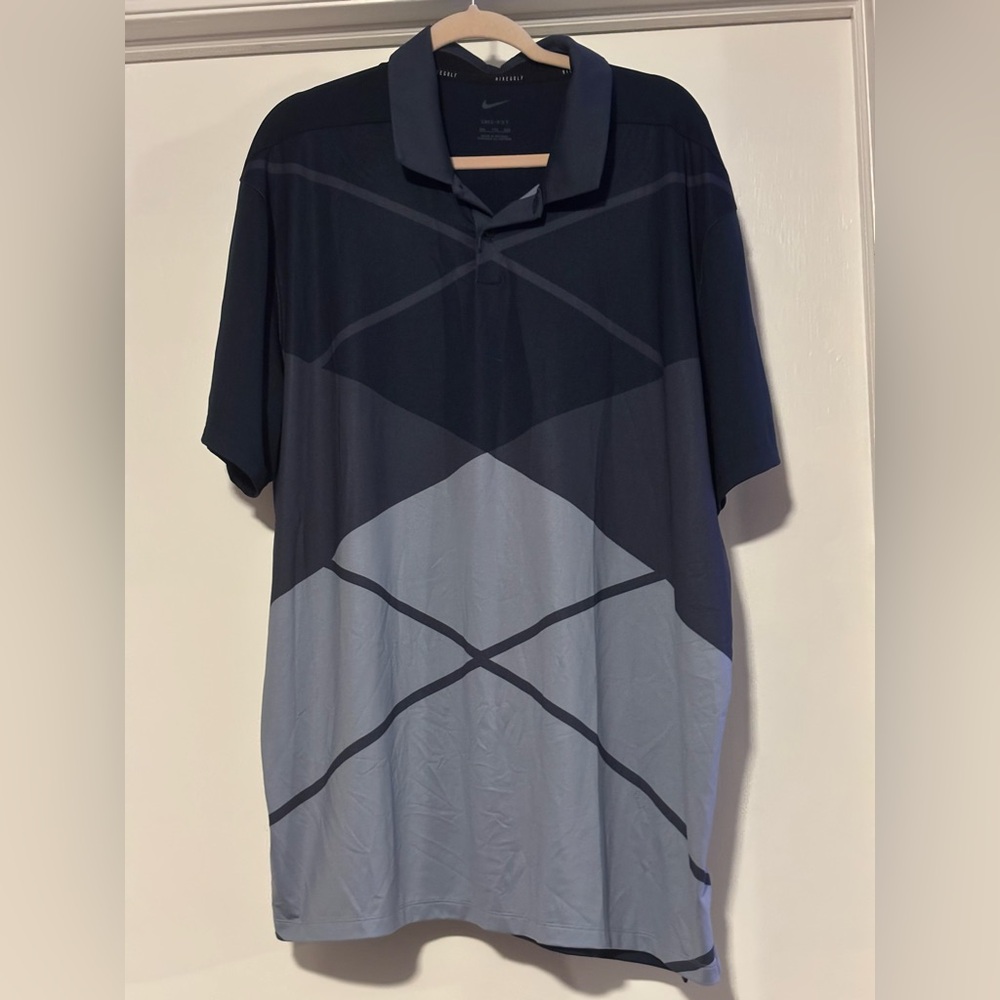 Nike Men's Polo Shirt in Blue and Gray